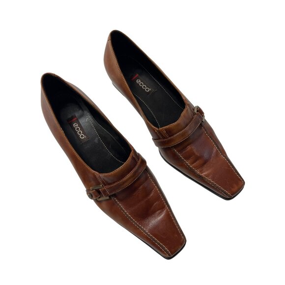 Ecco Womens Brown Leather Heeled Loafers Size 39, 8-8.5 - Picture 8 of 8